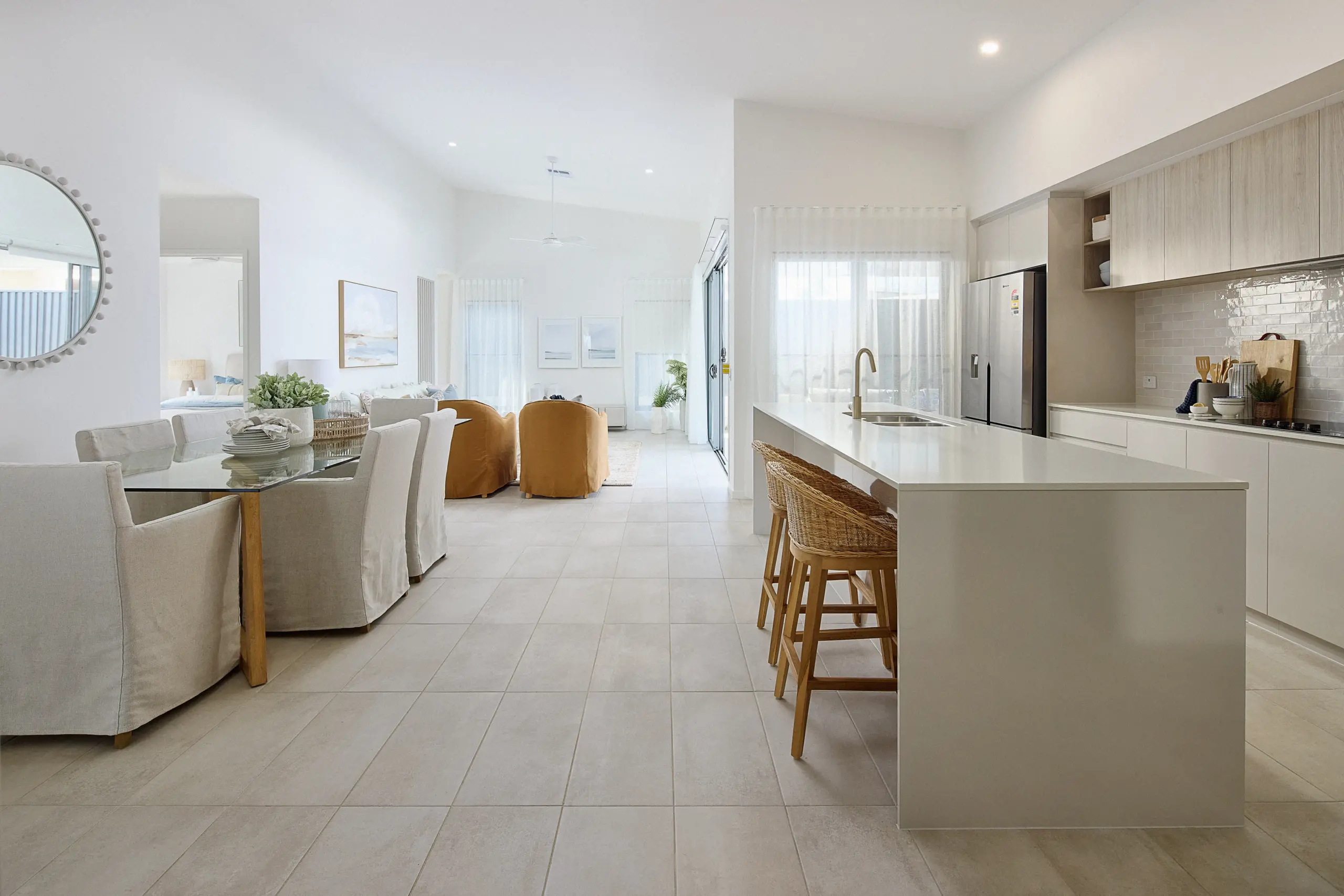 Modern open-plan kitchen and living area interior